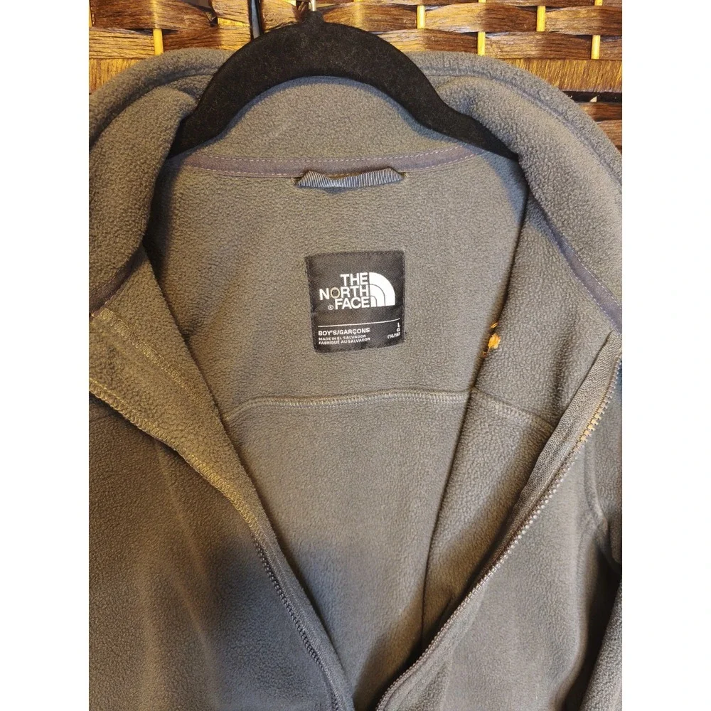 The North Face Denali Fleece Full Zip Jacket‎ Youth Boys Large 14/16 Gray Yellow